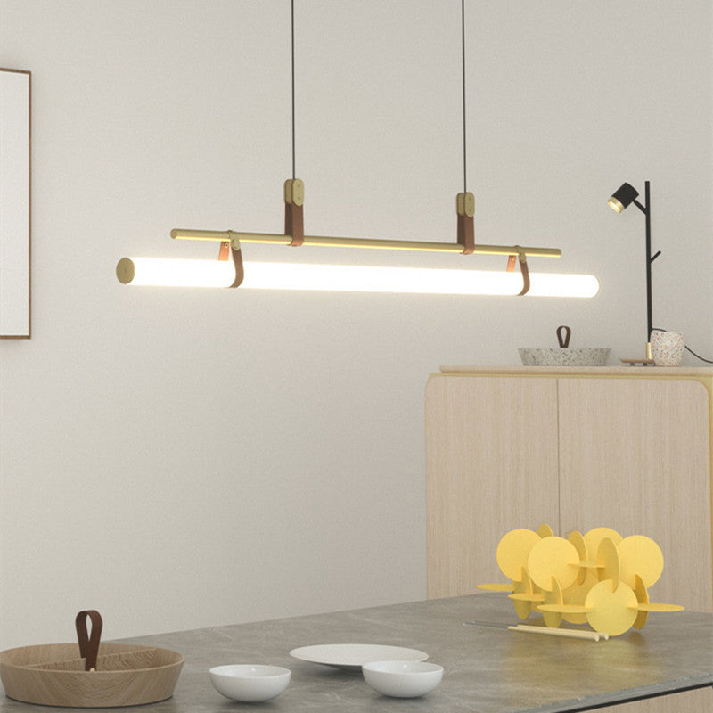 Inari Modern Linear Metal Pendant Light, Black/Gold