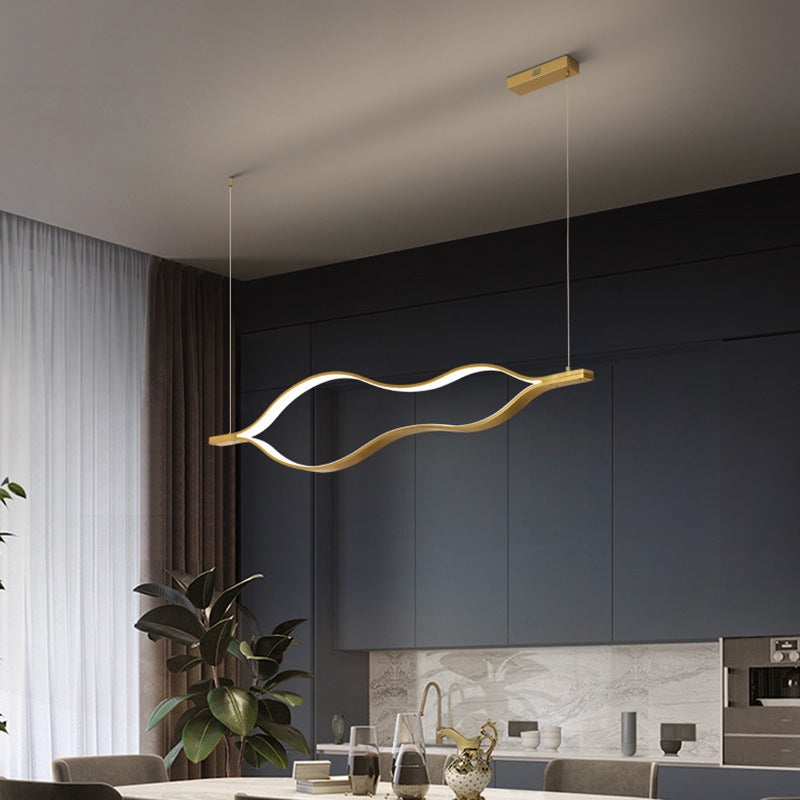 Modern Waving Chandelier Light Fixture Metal Hanging Pendant Lights for Living Room
