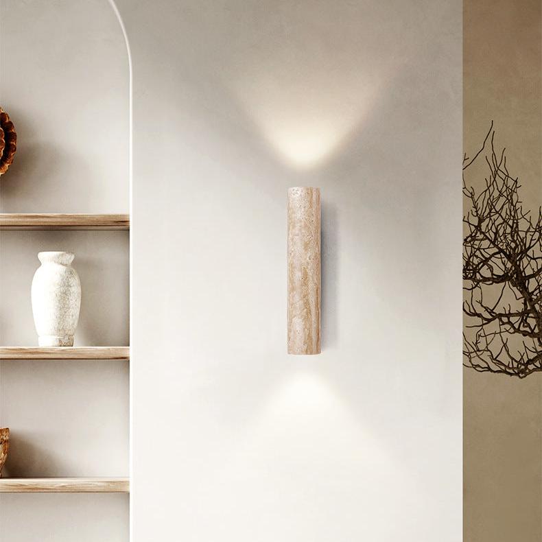 Japandi Tube Travertine Stone Minimalist Wall Light
