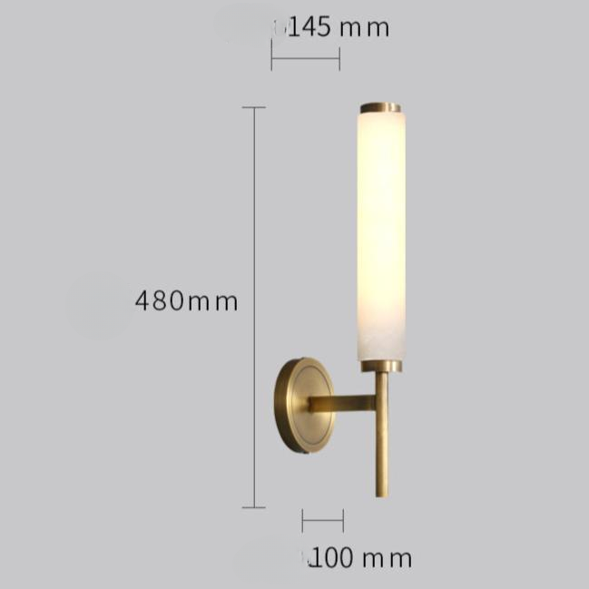 Nordic Brass Travertine Tube Wall Light