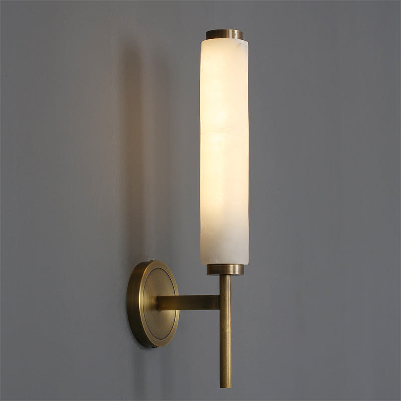 Nordic Brass Travertine Tube Wall Light