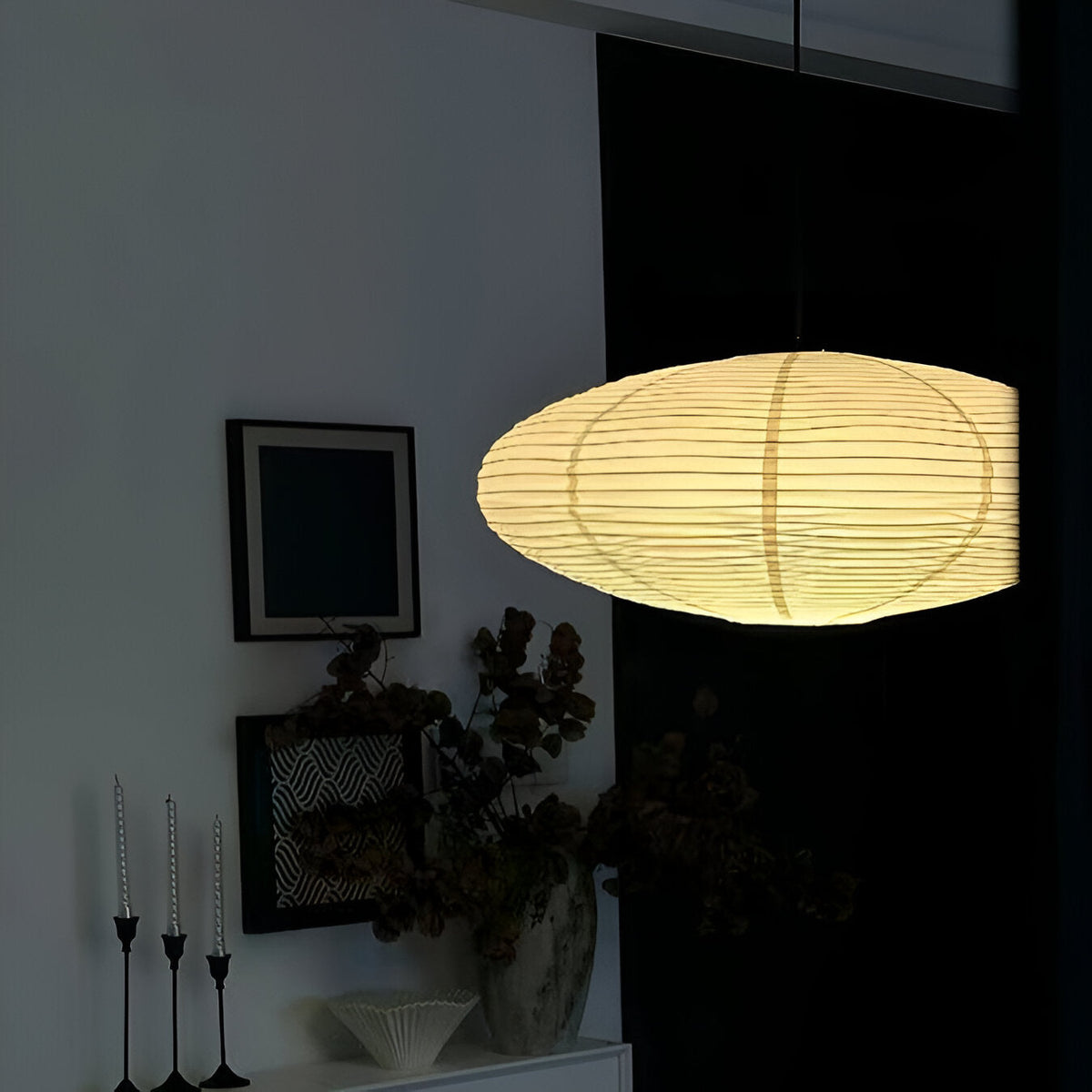 The Mist Shard Japandi Paper Pendant Light