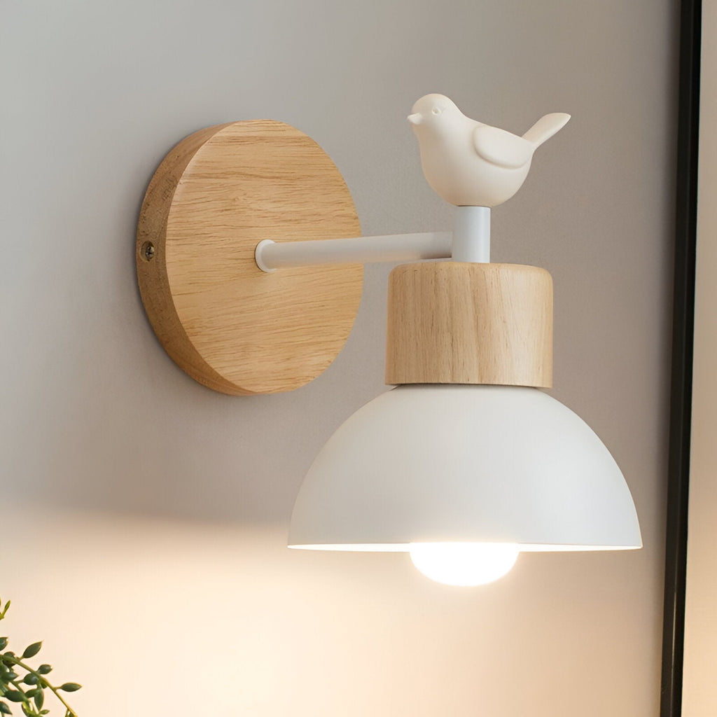 Nordic Wood Iron Shade Japandi Wall Light
