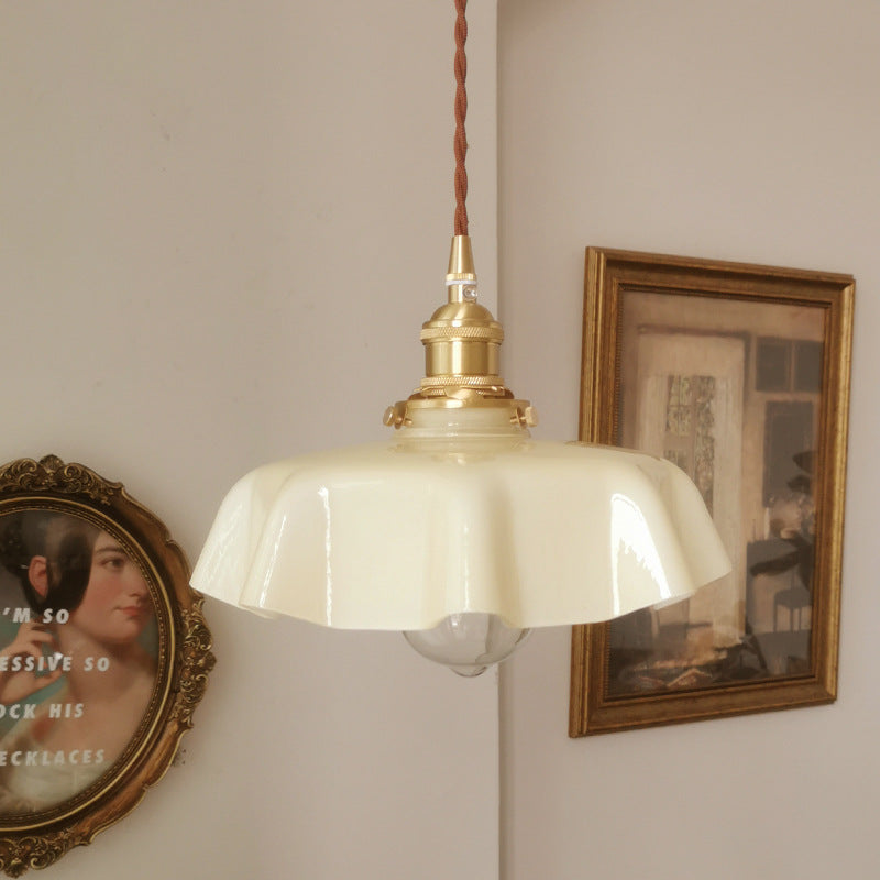Blush Opaline Glass Retro Glass Pendant Light