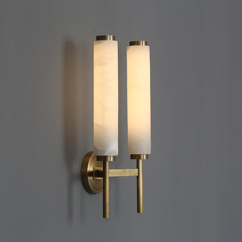 Nordic Brass Travertine Tube Wall Light