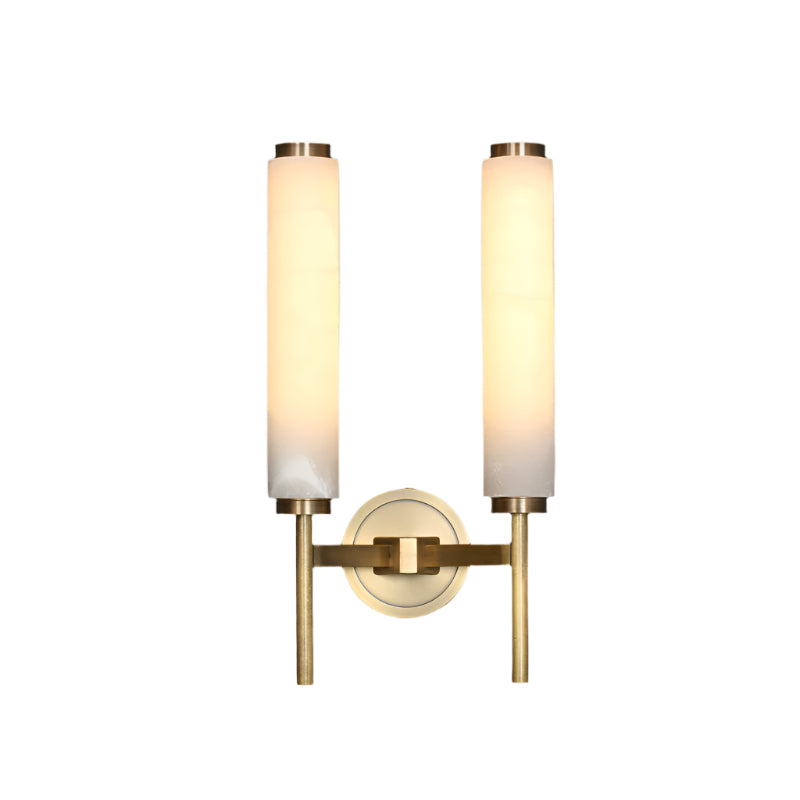 Nordic Brass Travertine Tube Wall Light