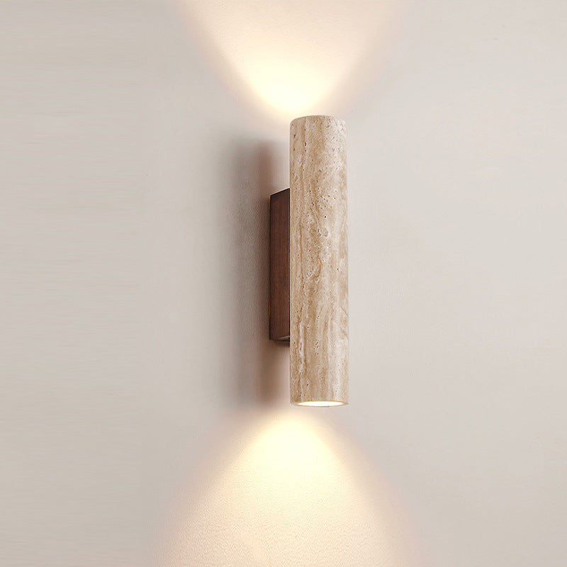 Japandi Tube Travertine Stone Minimalist Wall Light