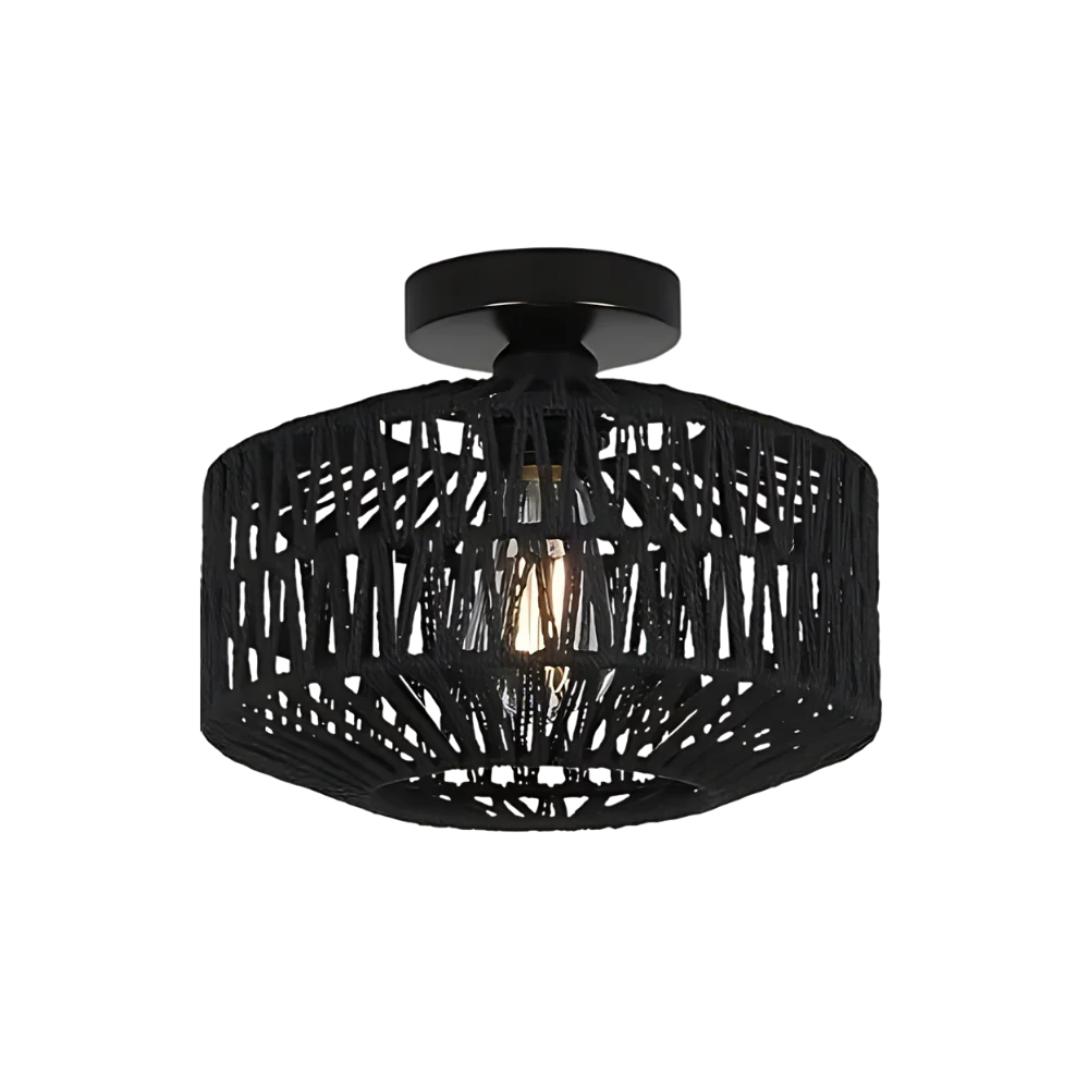 Woven Lantern Boho Radiance Rattan Ceiling Light