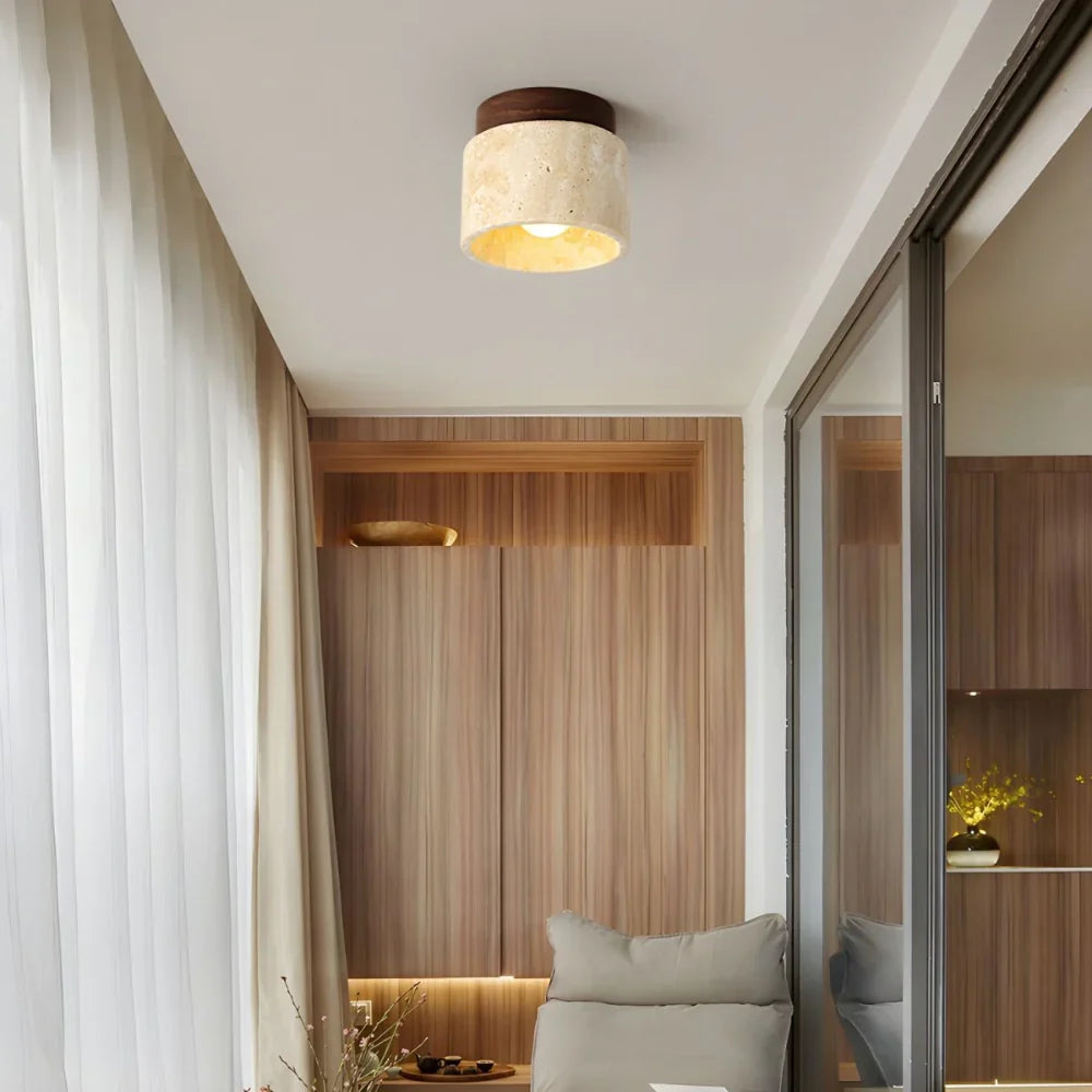 The Stone Travertine Japandi Ceiling Fixture