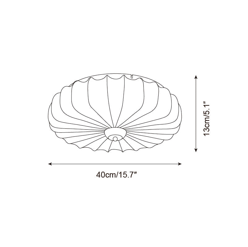 Ceiling Lamp Fabric Shade Pleated Lotus Shape Wooden Canopy