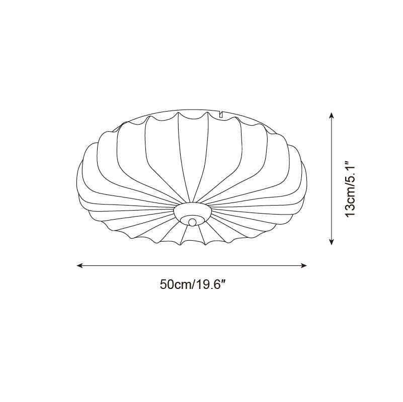 Ceiling Lamp Fabric Shade Pleated Lotus Shape Wooden Canopy