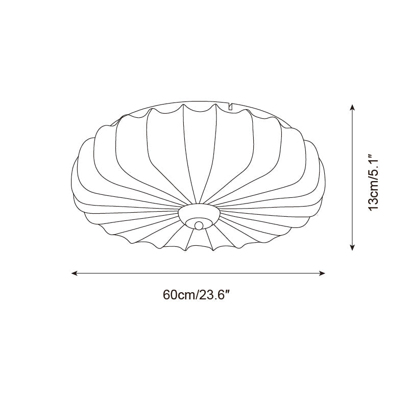 Ceiling Lamp Fabric Shade Pleated Lotus Shape Wooden Canopy