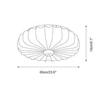 Ceiling Lamp Fabric Shade Pleated Lotus Shape Wooden Canopy