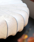 Ceiling Lamp Fabric Shade Pleated Lotus Shape Wooden Canopy