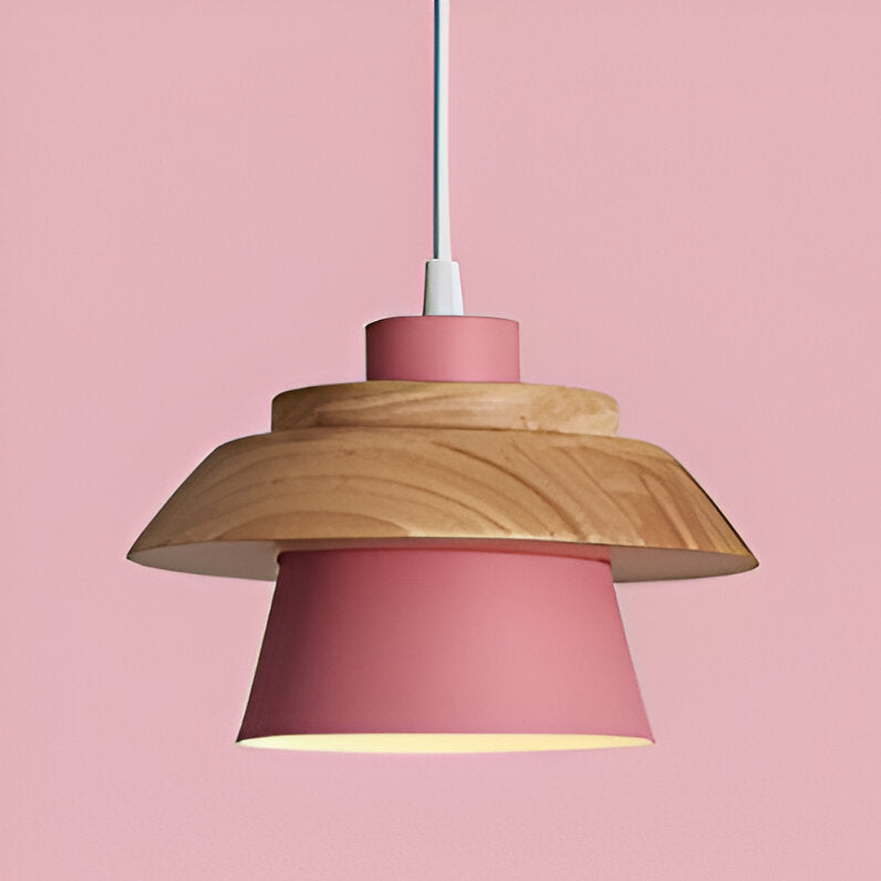 Macaroon Nordic Wood Color Pendant Light