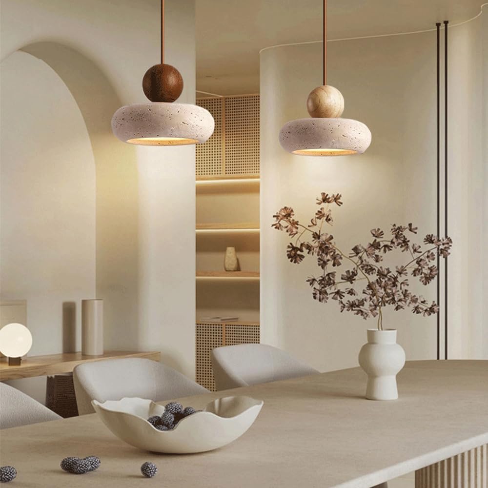 Retro Wabi-Sabi Travertine Pendant Light