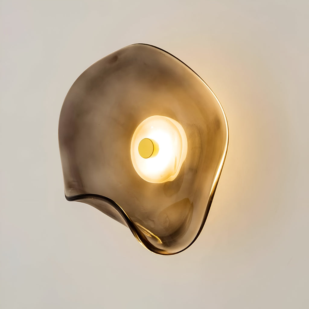 Nordic Curved Glass Japandi Style Glass LED Wall Light