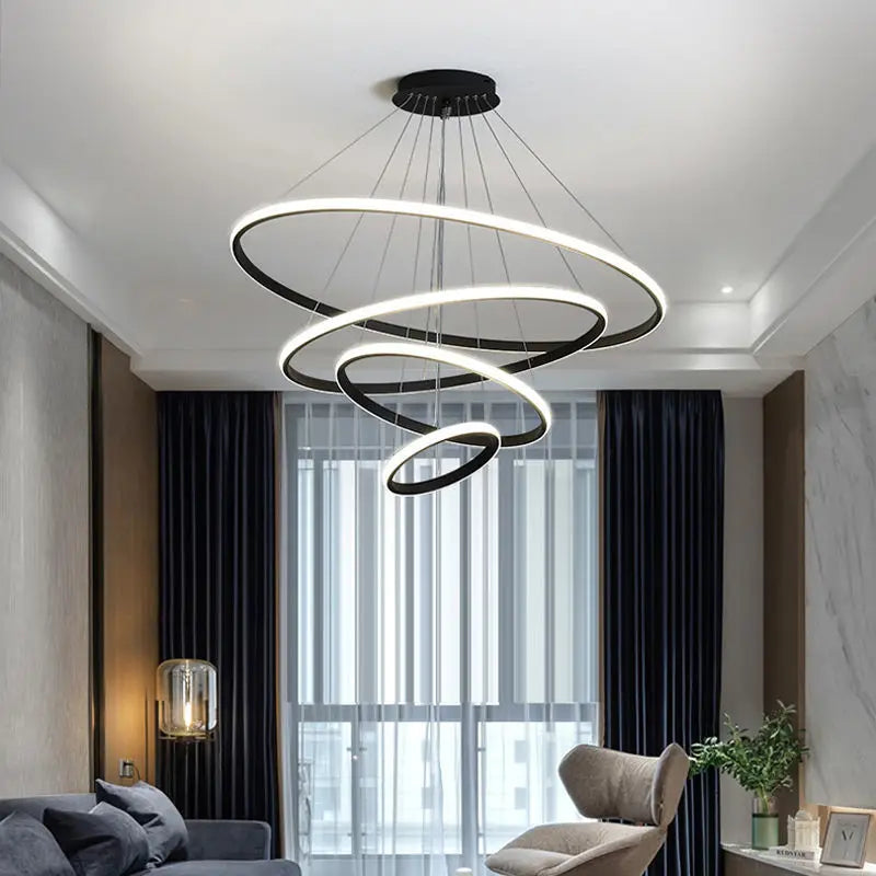 Designer LED Pendant Lamp Chandelier – Modern 3D Ring Form