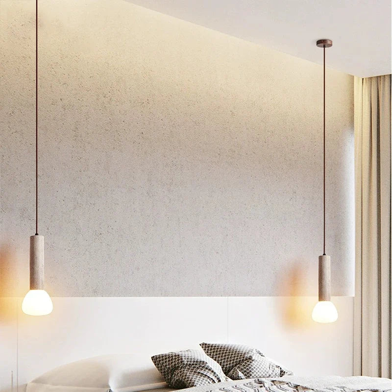 Elegant Travertine Cream Style Pendant Light