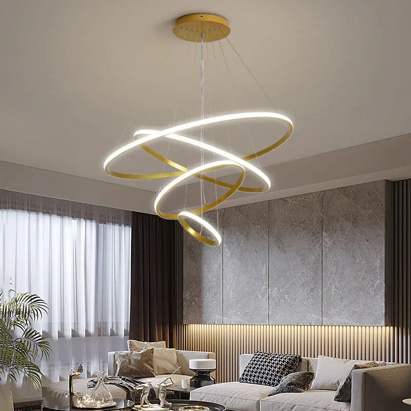 Designer LED Pendant Lamp Chandelier – Modern 3D Ring Form