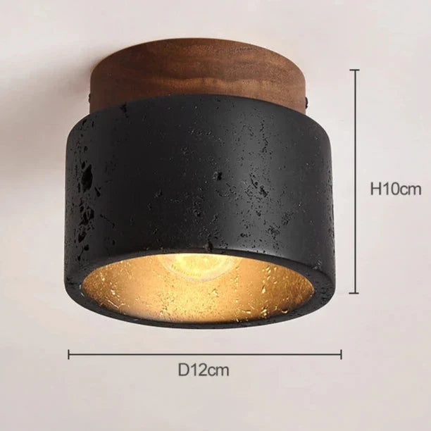 Travertine Mounted Black Stone Ceiling Light Fixture