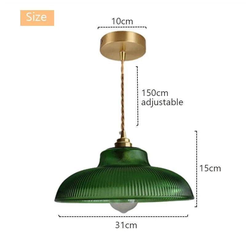Vintage Green Glass Pendant Light
