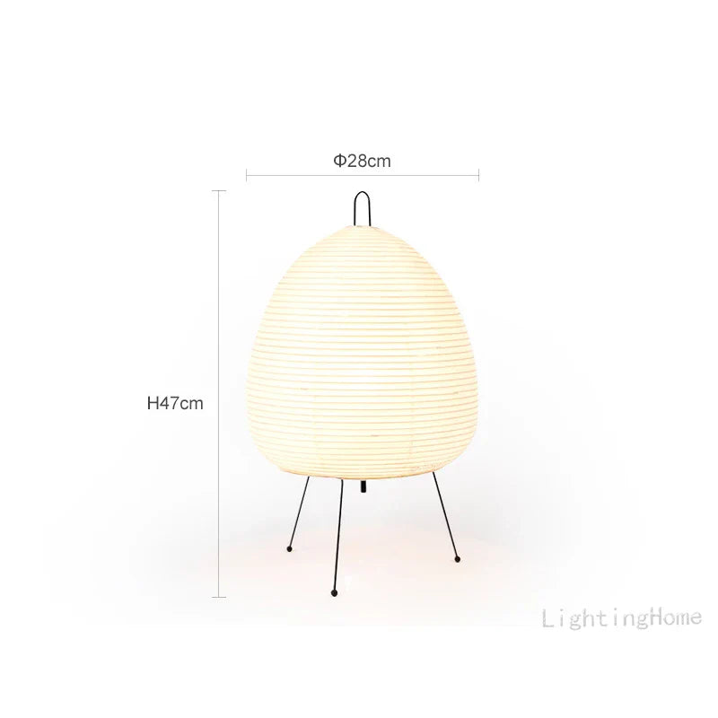 Modern LED Table Lamp with Rice Paper Shade – Artistic Decoration on a Tripod