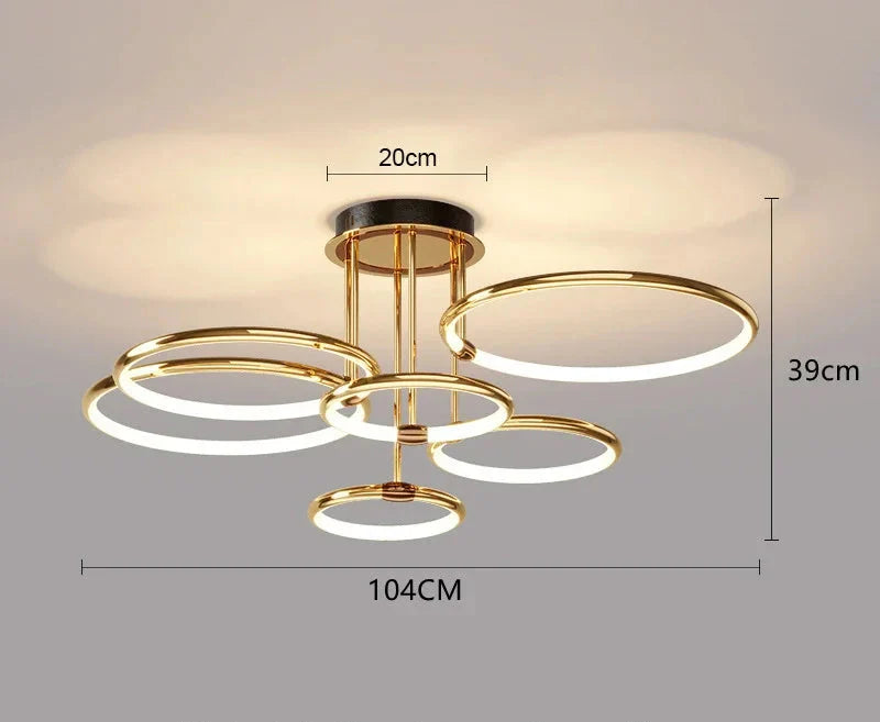 Modern LED chandelier with rings – ceiling lamp with a geometric shape