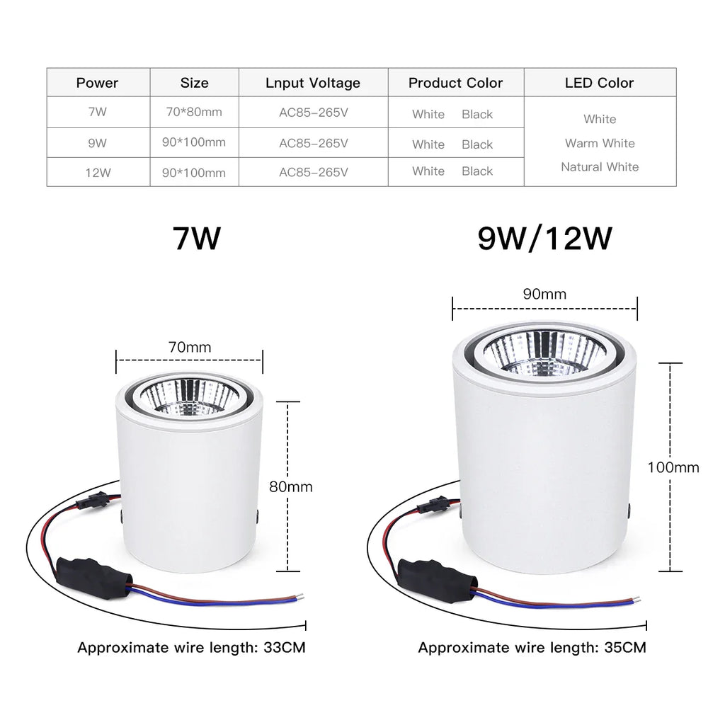 Durelio – 30 Degree LED Spotlight Surface Mounted Ceiling Lamp 7W 12W