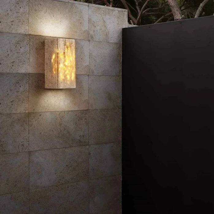 Travertine Stone Minimalist Outdoor LED Wall Light