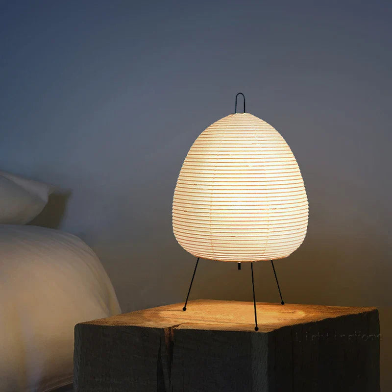 Modern LED Table Lamp with Rice Paper Shade – Artistic Decoration on a Tripod