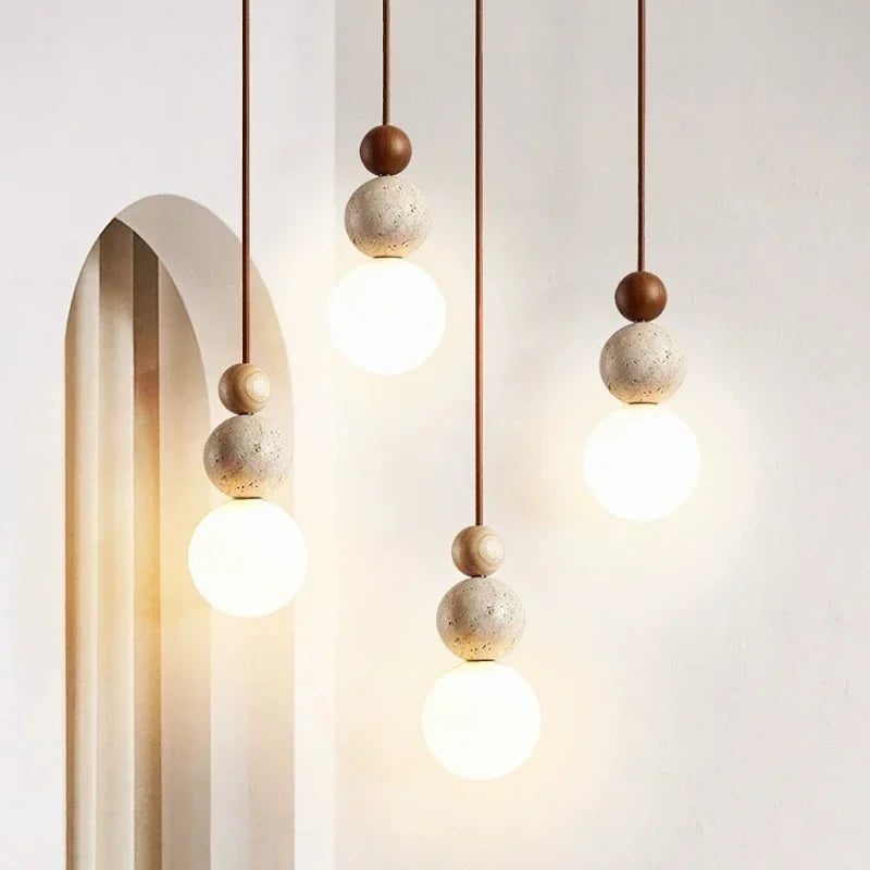Modern pendant lamp with spherical details