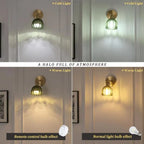 Retro wall lamp in the shape of a tulip flower – wall sconce with glass shade and gold finish
