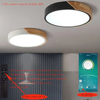 Modern Round LED Ceiling Lamp with Wooden Accent
