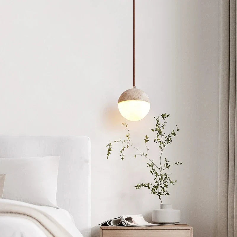 Travertine Ball Modern Pendant Light