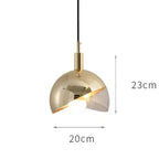 Modern LED Pendant Lamp with Glass Shade in Shades of Gold and Smoky Glass