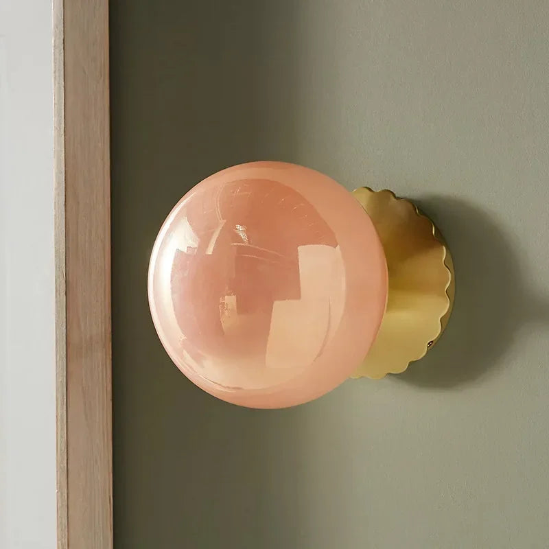 Roselle Nordic Pink Glass Wall Light