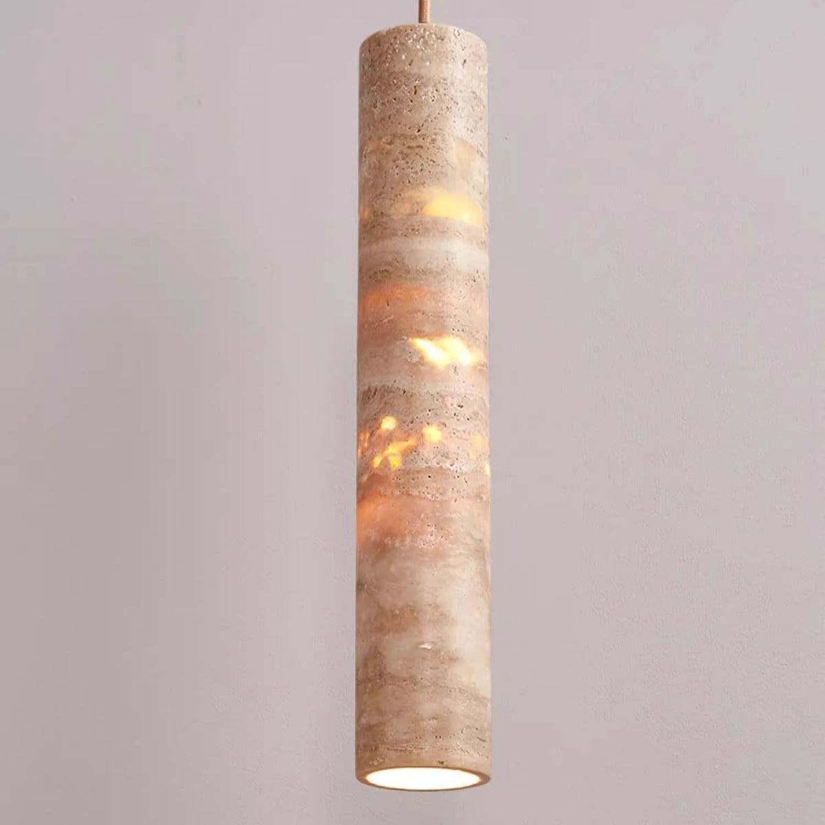 Cream Travertine Tube Pendant Light
