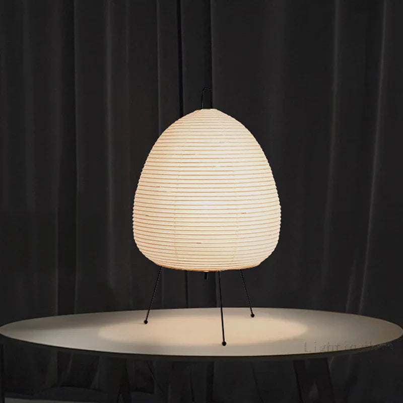 Modern LED Table Lamp with Rice Paper Shade – Artistic Decoration on a Tripod