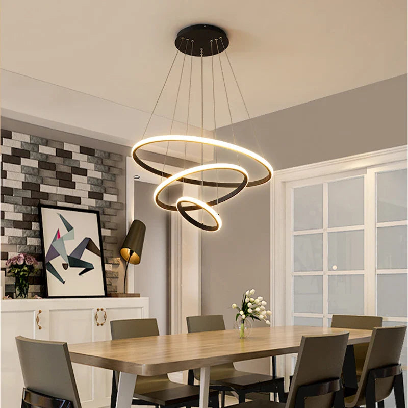 Designer LED Pendant Lamp Chandelier – Modern 3D Ring Form
