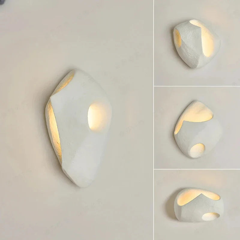 Designer Wall Lamp in Organic Stone Boho Style