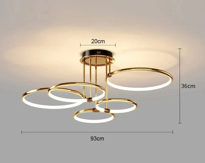Modern LED chandelier with rings – ceiling lamp with a geometric shape