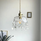 Retro Glass Pendant Lamp with Crystal and Brass Finish