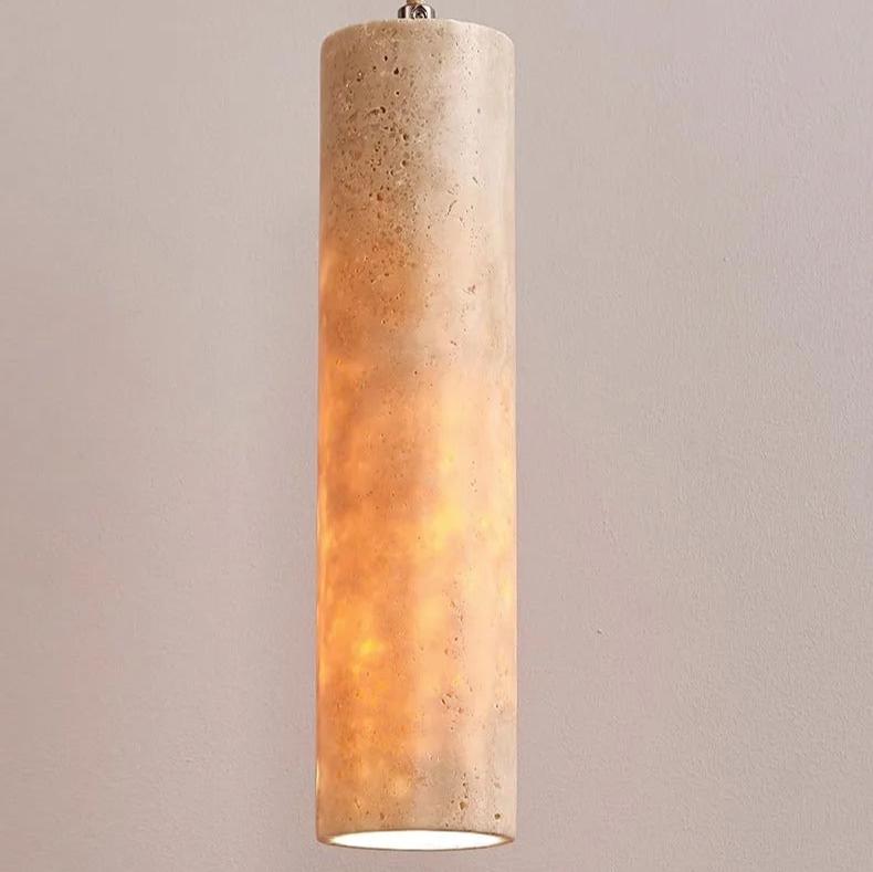 Cream Travertine Tube Pendant Light