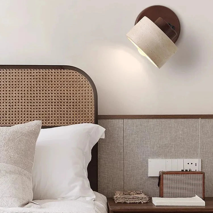 Study Reading Minimalist Travertine Stone Wall Light