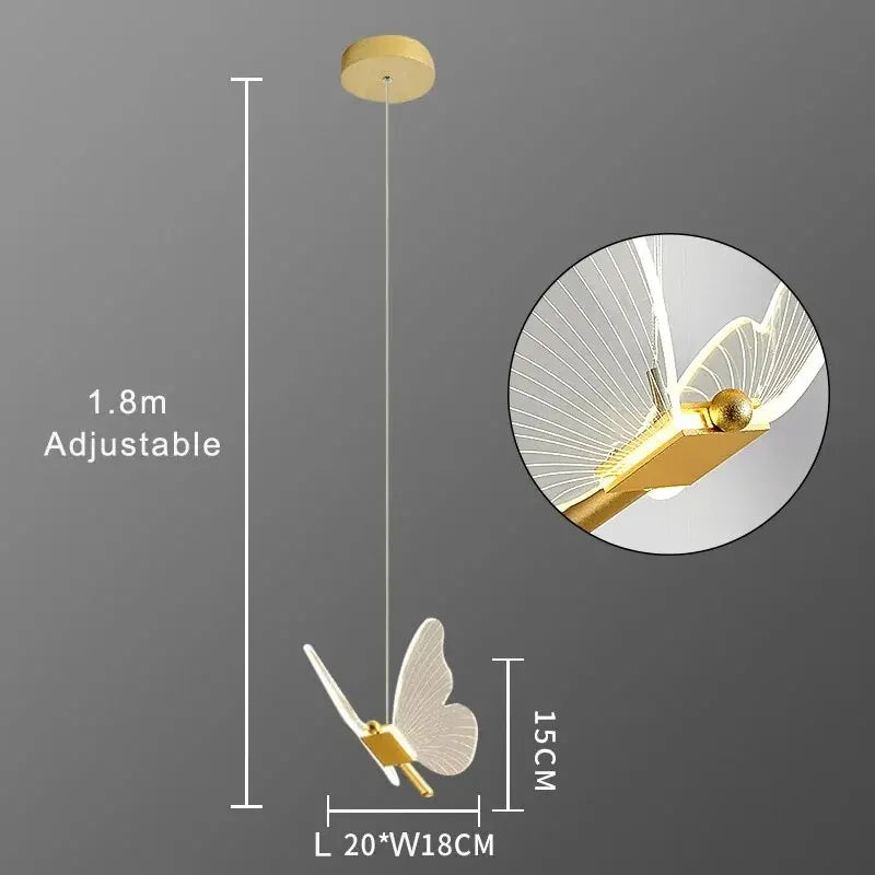 LED Pendant Lamp in the Shape of a Butterfly – Designer Lighting for Bedrooms and Living Rooms