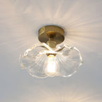 Ceiling decorative lamp with a glass leaf-shaped shade