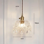 Retro Glass Pendant Lamp with Crystal and Brass Finish