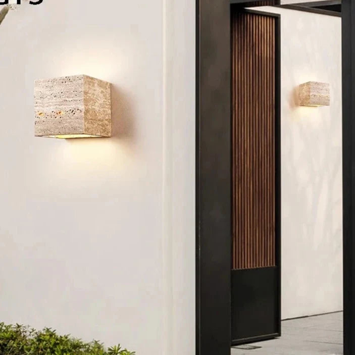 Travertine Stone Minimalist Outdoor LED Wall Light