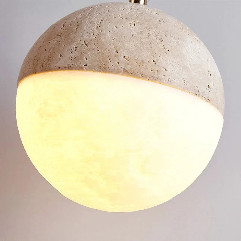 Travertine Ball Modern Pendant Light
